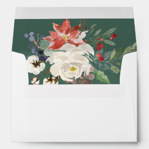 Botanical Christmas   Floral Holiday Wedding Envelope
