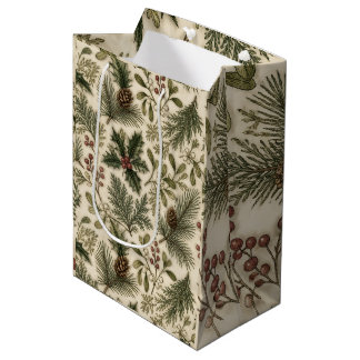 Botanical Christmas Greens Medium Gift Bag