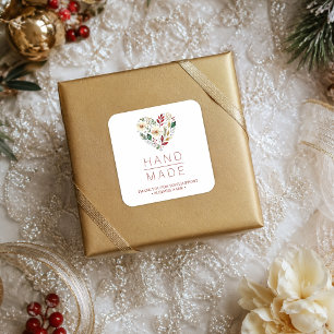 Botanical Christmas Heart Handmade Business TMF26 Square Sticker