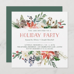 Botanical Christmas Holiday Party Invitation