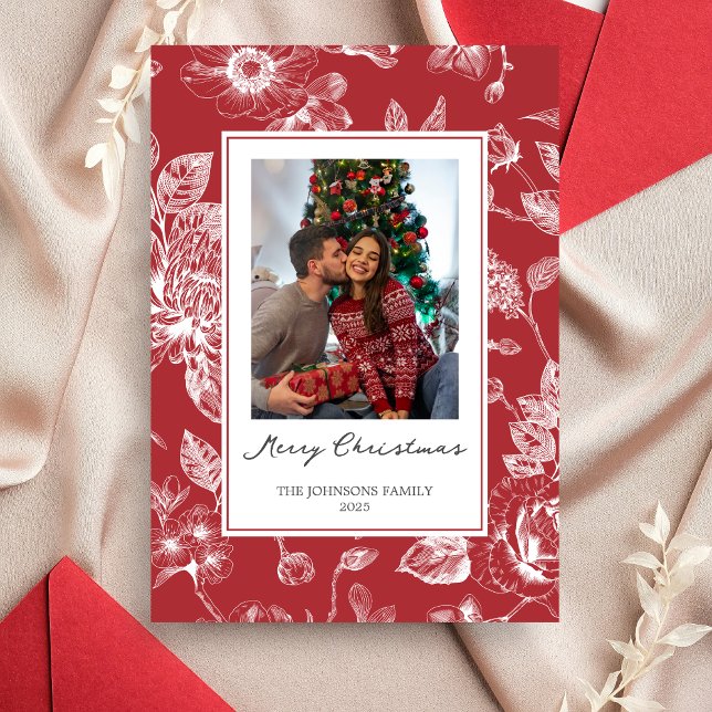 Botanical Christmas Holiday Photo Invitation (Christmas Family Holiday Card )