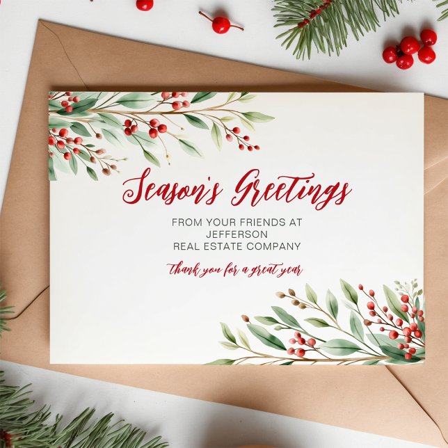 Botanical Christmas Holidays Company Business  Holiday Card (Botanical Christmas Holidays Company Business Holiday Card)