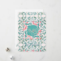 Botanical Christmas in Red and Green Hand-lettered