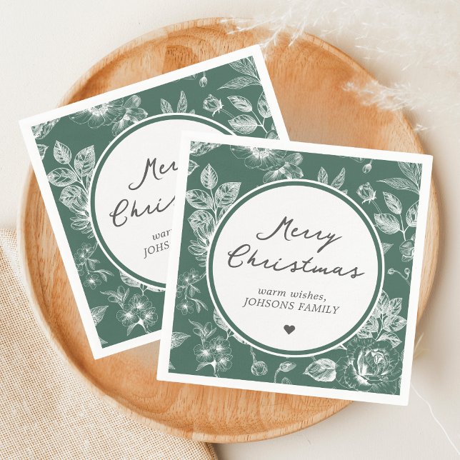 Botanical Christmas Napkin (Christmas Family Holiday Napkin)