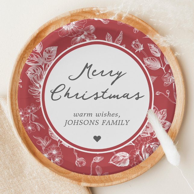 Botanical Christmas Paper Plate (Christmas Family Holiday Paper Plate)