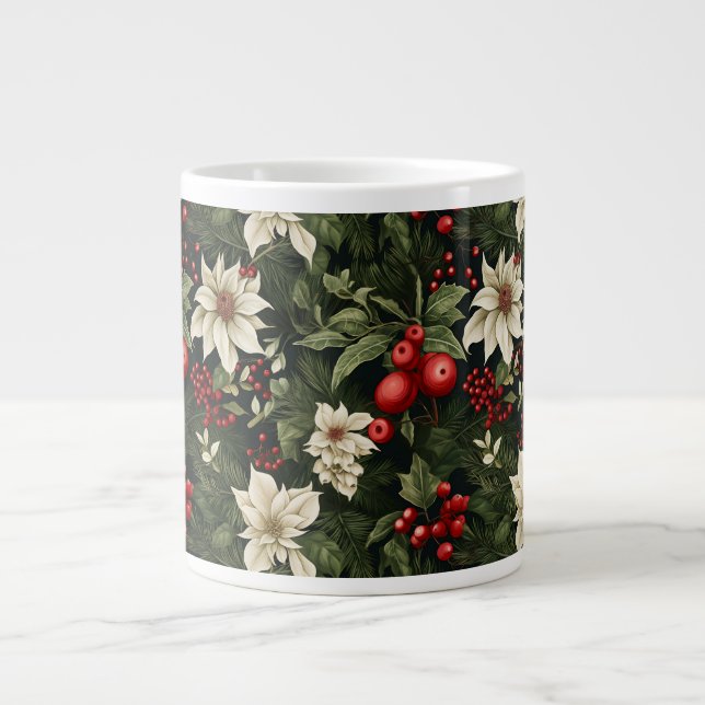 Botanical Christmas Pattern Large Coffee Mug (Front)