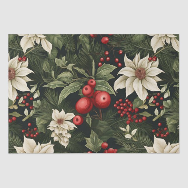 Botanical Christmas Pattern Tissue Paper (Front)