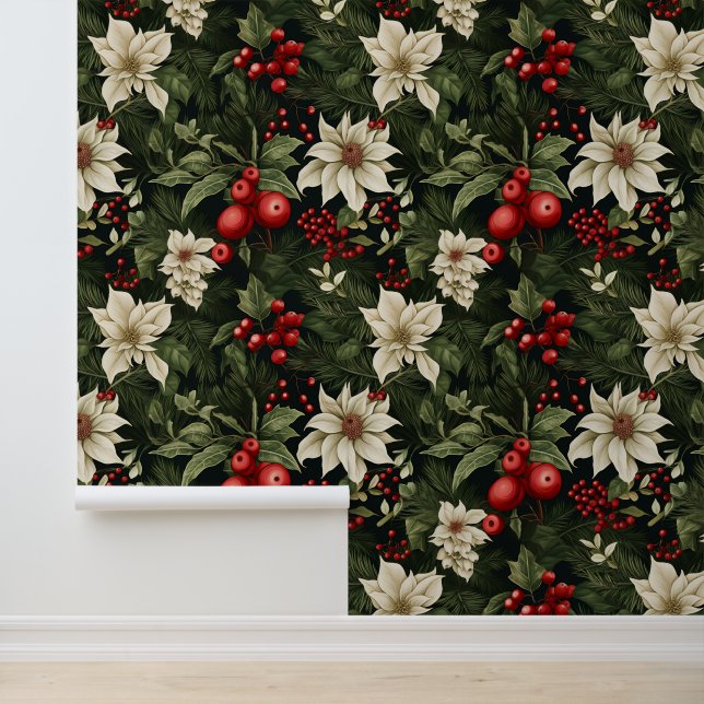 Botanical Christmas Pattern Wallpaper (Application)