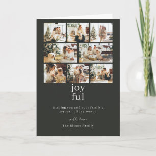 Botanical Christmas Personalised 8 Photo Collage Holiday Card