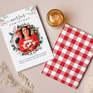 Botanical Christmas Photo Pregnancy Announcement