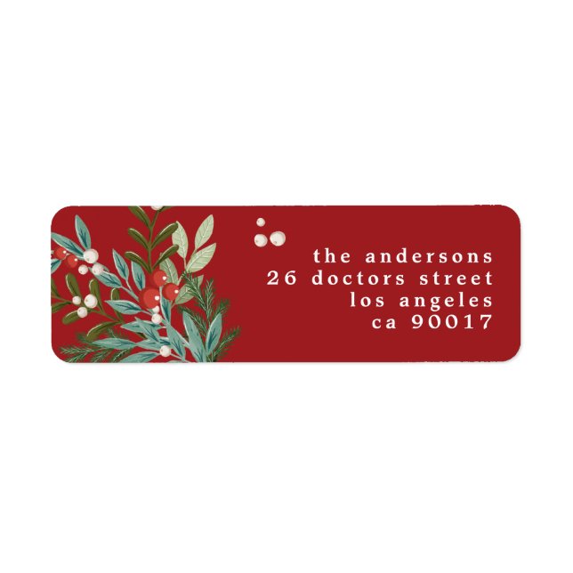Botanical Christmas Traditional Red Return Address (Front)