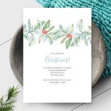 Botanical Christmas Watercolor Invite