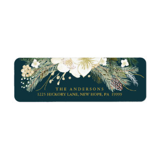 Botanical Christmas Watercolor Return Address