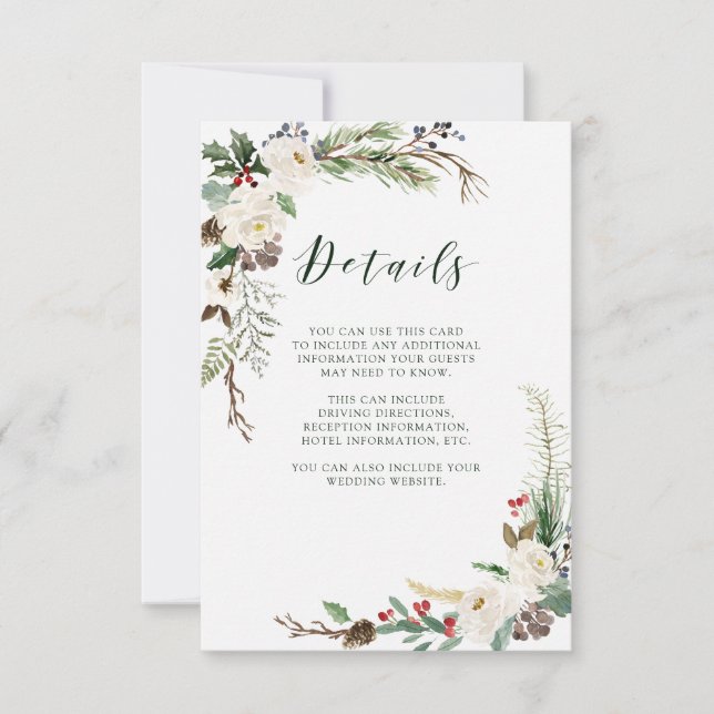 Botanical Christmas | Wedding Guest Details Invitation (Front)