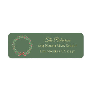 Botanical Christmas Wreath Modern Script Address