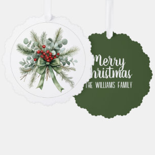 Botanical Christmas Wreath  Tree Decoration Card