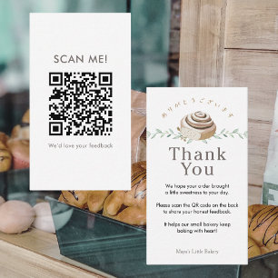 Botanical Cinnamon Roll Leave a Review QR Code Business Card