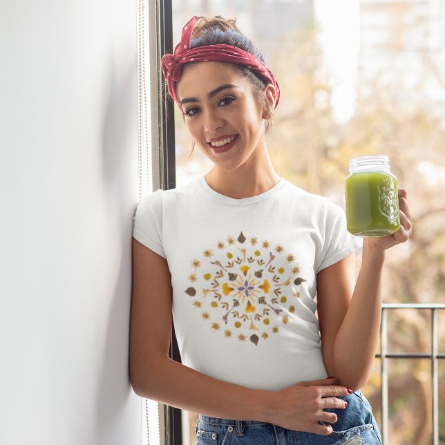 Botanical Circle Flower From Original Artwork T-Shirt (Creator Uploaded)
