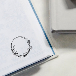 Botanical Circle Flowers Journal  Rubber Stamp