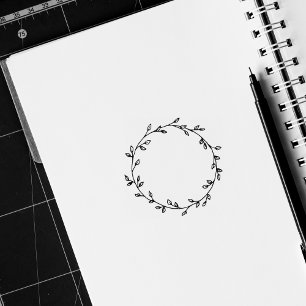 Botanical Circle Leaves Journal Frame  Rubber Stamp