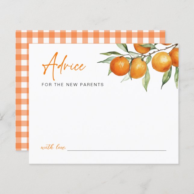 Botanical Citrus Orange Baby Shower Advice Card (Front/Back)