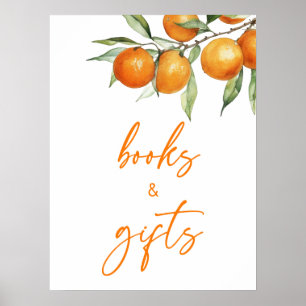 Botanical Citrus Orange Baby Shower Books & Gifts Poster