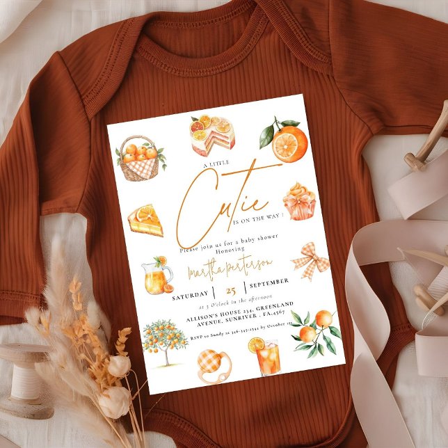 Botanical citrus orange Cutie Summer Baby Shower Invitation (Creator Uploaded)