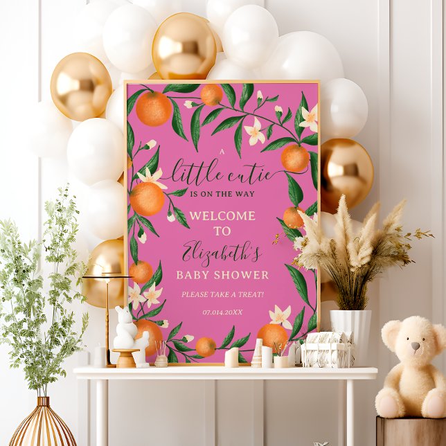 Botanical citrus orange little cutie pink welcome poster (Botanical citrus orange little cutie pink welcome poster)