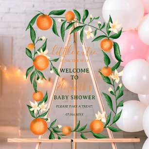 Botanical citrus orange little cutie welcome acrylic sign
