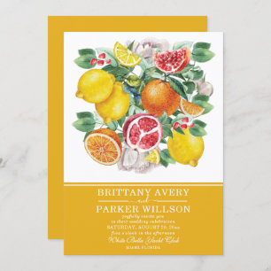 Botanical Citrus Watercolor Wedding Invitation