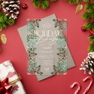 Botanical Classic Elegance Christmas Holiday Party Acrylic Invitations