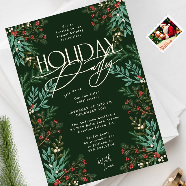 Botanical Classic Elegance Christmas Holiday Party Invitation (Creator Uploaded)