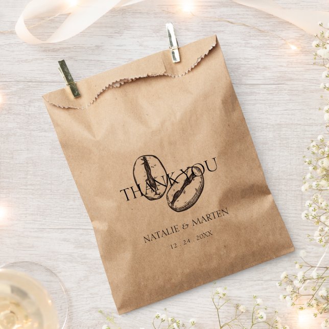 Botanical Coffee Bean Elegant Bohemian Party Gift Favour Bags (Clipped)