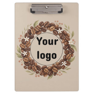 Botanical Coffee Bean Wreath Custom Logo Clipboard
