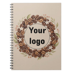 Botanical Coffee Bean Wreath Custom Logo Notebook
