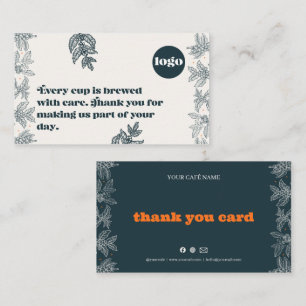 Botanical Coffee Thank You Card for Cafés