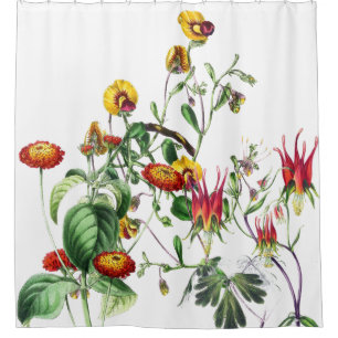 Botanical Collage Garden Flowers Shower Curtain