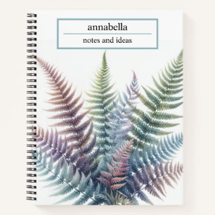 Botanical Colourful Fern Leaves Watercolor Notebook