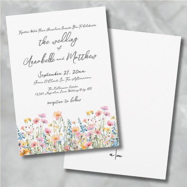 Botanical Colourful Wildflower Wedding Invitation (Botanical Bright Colorful Wildflowers Wedding Invitation)