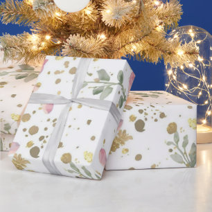 Botanical Confetti Pattern   Elegant Floral Celebr Wrapping Paper