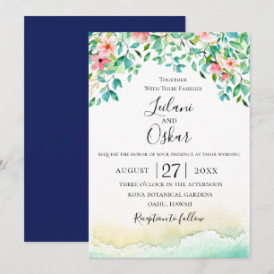 Botanical Coral Island Wedding Invitation
