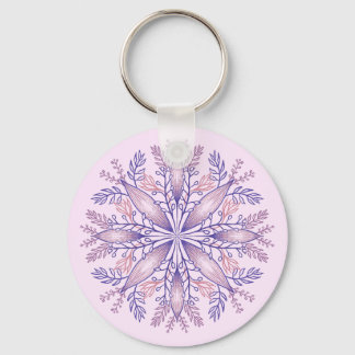 Botanical cottagecore boho floral line art pink key ring