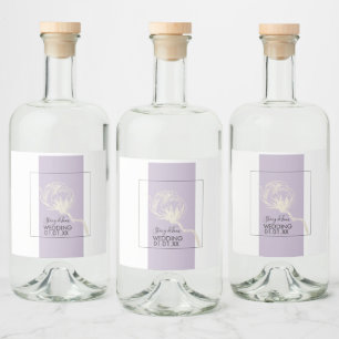 Botanical Cotton Plant Lavender Wedding Liquor Bottle Label