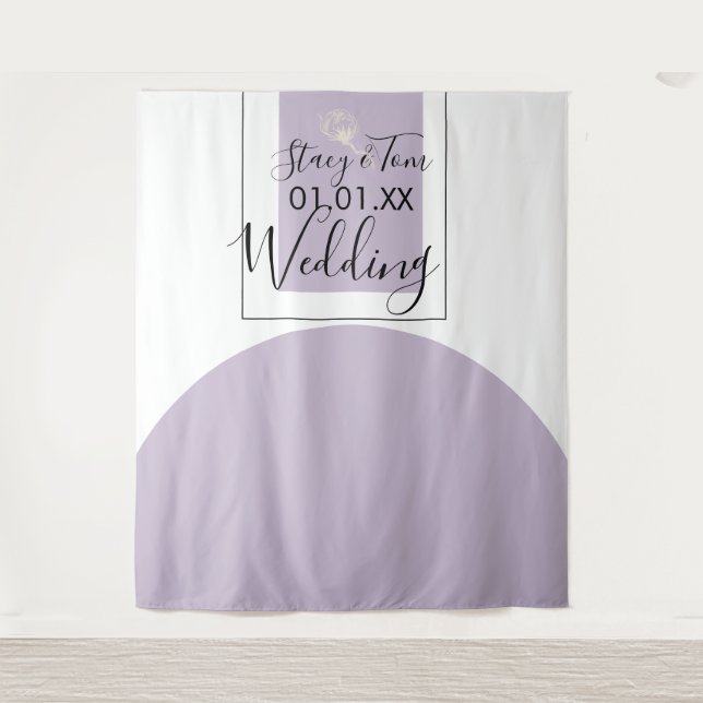Botanical Cotton Plant Lavender Wedding Photo Tapestry (Front)