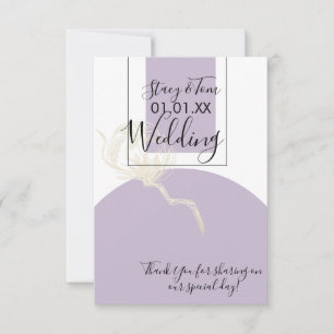 Botanical Cotton Plant Lavender Wedding  Thank You Card