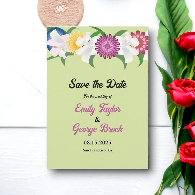 Botanical Country Boho Roses Spring Floral Wedding Save The Date (Creator Uploaded)