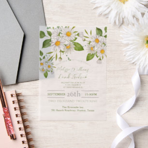 Botanical Country Wildflower Spring Daisy Wedding Vellum Invitations