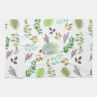 Botanical Couple's Initials Kitchen Towel