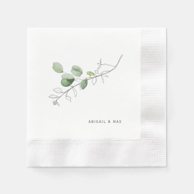 Botanical Couples Shower Custom Napkin (Front)