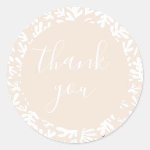 Botanical Cream Small Business Customer Thank You Classic Round Sticker